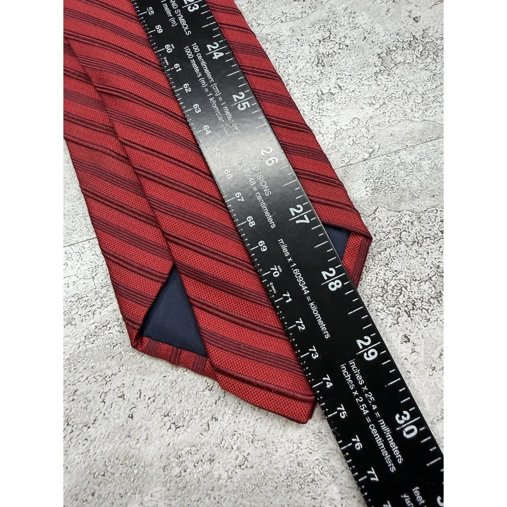 Jos. A. Bank 100% Silk Tie Mens OS Red Striped  Pointed Italy Necktie Classic
